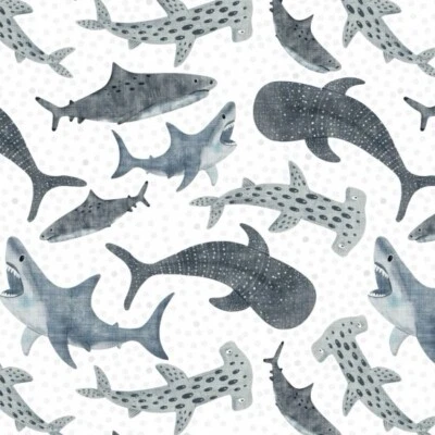 Fat Quarter Nutex Unterwasserwelt Hai Raserei Ozean Hammerkopf Baumwollstoff