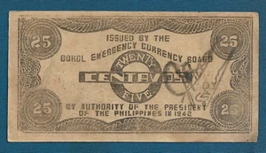 Twenty 25 Centavos 1942. WWII Philippines banknotes, Emergency Currency Board - Picture 1 of 2