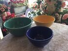 Vtg Bauer Usa Set Of 3 Pottery Ring Ware 24Blue-18Yellow-12Green Mixing Bowls 