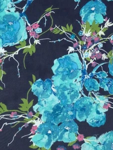 1. 1/2 Yd Midnight Blue Flower Chiffon Apparel Fabric Abstract Floral  - Picture 1 of 2