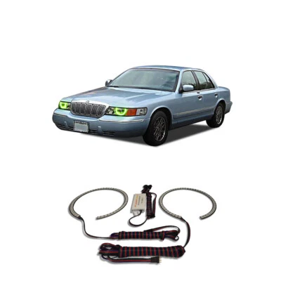 Kit de halo de faros ojo de ángel verde brillante para Mercury Grand Marquis 98-02 Foto 1 de 2
