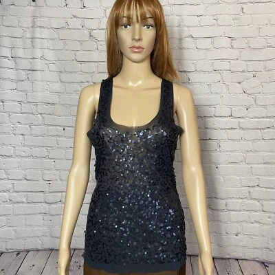 Max Studio Sequin Dark Grey Tank Top Size S - Image 1 of 4