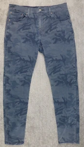 Levi's 512 Performance Jeans Mens 32x32 Blue Camo Stretch Taper Black Patch Red - Picture 1 of 11