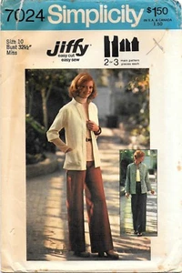 Simplicity Sewing Pattern # 7024 Misses Unlined Jacket And Pants Size 10 Uncut - Picture 1 of 2