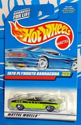 Hot Wheels 1997 primeras ediciones #523 1970 Plymouth Barracuda verde 1998 tablero Foto 1 de 3