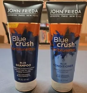 John Frieda Blue Crush for Brunettes Blue Shampoo & Balsamo Set 6 FL Oz Ea - Foto 1 di 2