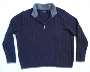 Black Cable Knit Half Zip Turtleneck Sweater - XXL Mens 2XL Pullover Beene - Picture 1 of 8