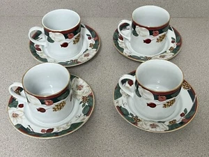 Set~8 Vintage Tienshan Magnolia Fine China Cups and saucers Beautiful Exc Cond. - Picture 1 of 6