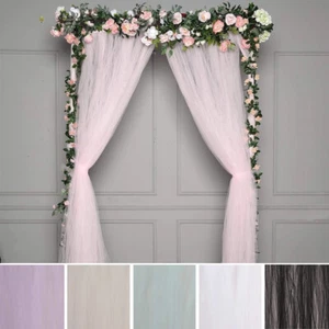 2 pcs 5 ft x 10 ft Sheer Tulle Backdrop Curtain Panels Photo Booth Decorations - Picture 1 of 14