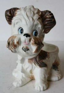 Puppy Dog Figurine Planter Flower Vase Ceramic Porcelain Hand Painted Adorable - - Picture 1 of 1