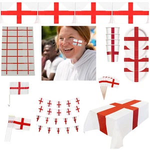 England Flag Party Decorations Bunting World Cup Birthday Football Tableware Set - Picture 1 of 43