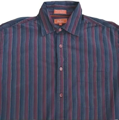 Camisa de vestir Faconnable a rayas para hombre M manga larga botón extendido algodón vibrante Foto 1 de 4