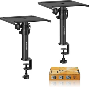Set of 2 Desktop Clamp Speaker Stands Short Studio Monitor Stands Height Adjusta - Picture 1 of 7