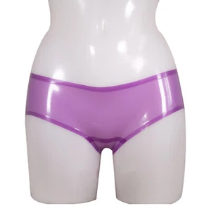 Women Transparent Purple Latex Briefs Panties Rubber Shorts Underwear Handmade - Picture 1 of 4