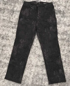 Women's Gloria Vanderbilt Amanda Denim Jeans Black Floral Print Stretch Size 14 - Picture 1 of 8