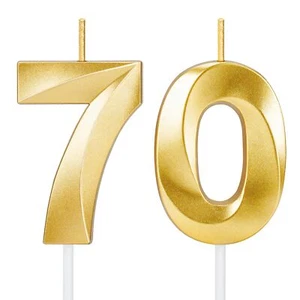 Candele numero oro 70° compleanno - cake topper per festa, anniversario, matrimonio - Foto 1 di 6