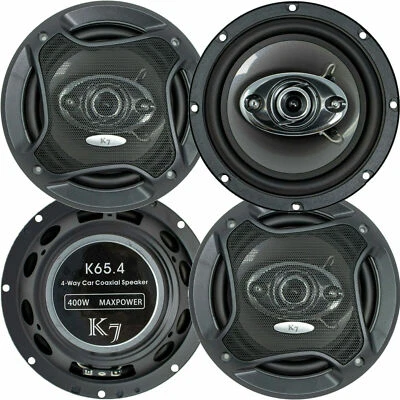 4x Audiotek K7 6.5" 3-Way 800W Car Audio Coaxial Speakers - K65.4 New w/Grill