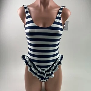 Beach Riot Willow One Piece Stripe w/Ruffle Swimsuit  Blue/White  Size S   NWT - Picture 1 of 13