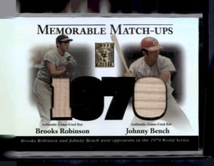2003 Topps Tribute World Series MMR-RBE Brooks Robinson Johnny Bench Relic /70 - Foto 1 di 2