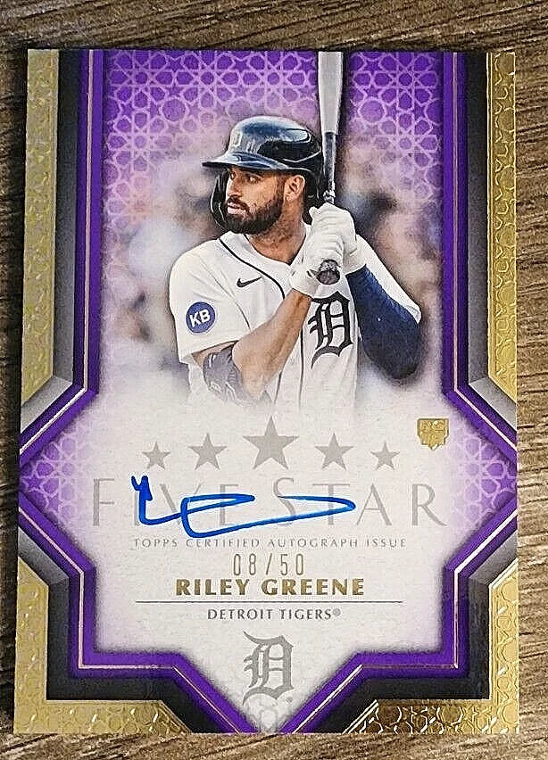 RILEY GREENE 2023 Topps Five Star Rookie RC Auto Purple SP #d/50 - ON CARD AUTO!