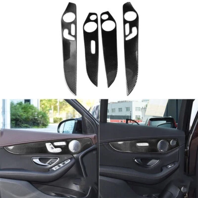 Real Carbon Fiber Interior Door Panel Cover Trim For Benz C GLC Class W205 14-20 - Image 1 of 4