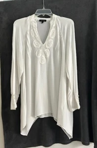 Spense Long Sleeve White Pullover Flowy Blouse, Size Large - Picture 1 of 6
