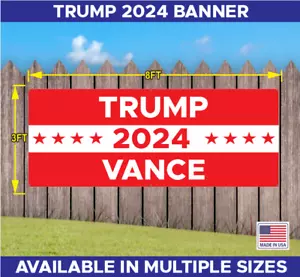 TRUMP VANCE MAGA 2024 BANNER RED - Picture 1 of 3