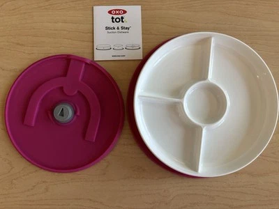 Oxo Tot Stick & Stay Sauggeschirr geteilt Teller/Schüssel - rosa - Bild 1 von 4