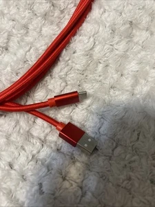 Red Braided USB to USB-C Charging Cable its brand new never used 16ft charger  - Picture 1 of 3