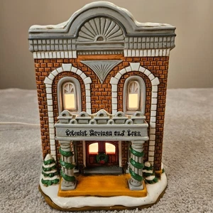 VTG Lefton Colonial Village Colonial National Bank 01321 1994 Lighted Building - Picture 1 of 18
