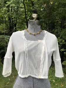 Vintage 1900’s Edwardian Sheer Net Lace Ruffle Trim Blouse B 32” - Picture 1 of 7