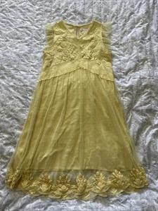 Zara Girls 11-12 Yellow Dress Summer Flowy Ruffle Sleeve Pastel - Picture 1 of 9