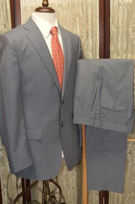 USA Joseph Abboud x Zegna wool 38 R solid light gray 2 vent business suit w3j2 - Image 1 of 4