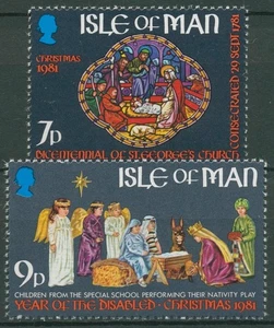 Isle of Man 1981 Weihnachten Buntglasfenster 200/01 postfrisch - Picture 1 of 1
