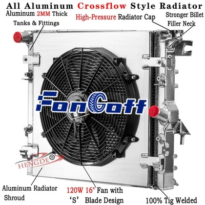 4Row Aluminum Radiator+Shroud Fan For 2007-18 Jeep Wrangler JK 3.6L 3.8L CC2957 Foto 1 de 4