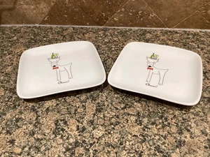 BIA “Party Rudy” Cordon Bleu Reindeer 2 Porcelain 4.5” Square Appetizer Plates - Picture 1 of 3