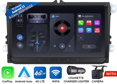 VWX6S 9" Android 13 6+64 Autoradio Navi CarPlay DSP für VW GOLF 5 6 Caddy Passat - Bild 1 von 4