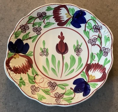 PETRUS REGOUT :: Antique 10 1/2” SPATTERWARE PLATE Floral Maastricht HOLLAND - Image 1 of 4