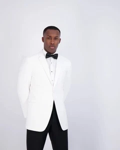 Slim Fit White 2 Button Notch Tuxedo Jacket - Picture 1 of 3