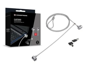 CONCEPTRONIC CNBSLOCK15T Doppelkopf-Laptopschloss mit Schlüssel, 1,5 m - Photo 1/4