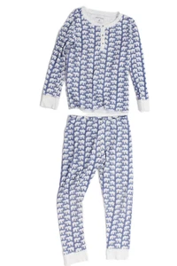 Roller Rabbit Girls Cotton Elephant Print Pajama Top Pants Set Blue Size 6 - Picture 1 of 3