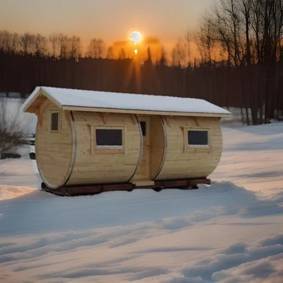 Pine Outdoor Double Barrel Sauna 5 Person 14 Ft X 6.5ft X 6ft Custom Modern - Image 1 of 4