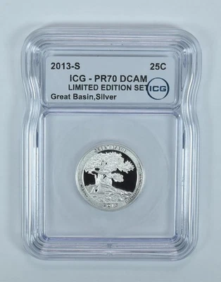 2013-S ATB Quarter Great Basin Silver Limited Edition PR70 DCAM ICG *8551 - Image 1 of 4