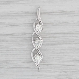 14K White Gold Plated 2Ct Round Cut Lab-Created Diamond Women 3 Stone Pendant - Picture 1 of 4