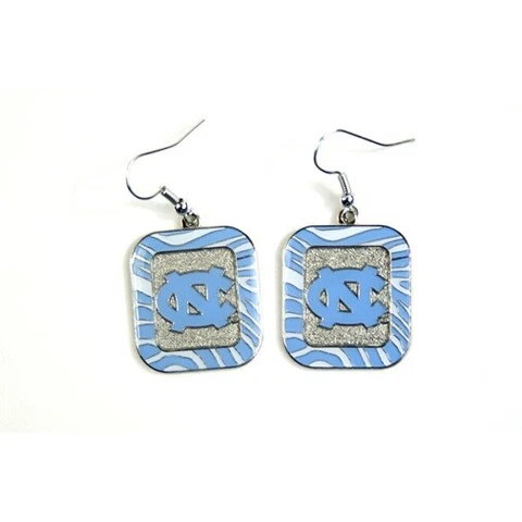 North Carolina Tar Heels NCAA Zebra Style Dangle Earrings Cover