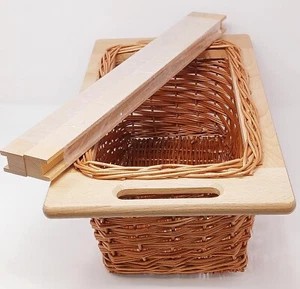 11 5/16" Width Pullout Wicker Baskets with Handles and Beechwood Frame & Runners - Picture 1 of 13