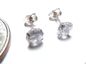 14kt White Gold 6MM Cubic Zirconia Stud Earrings 100% Guaranteed! Free Shipping! - Picture 1 of 4