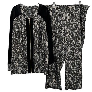 Catherines Black Label Jacket 4X Pant 2X Set Velvet Trim Stretch New Gothic Glam - Picture 1 of 14