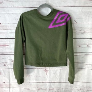 Umbro grün Fußball Sport Logo Langarm Rundhals Pullover Damen Cropped XS - Bild 1 von 8