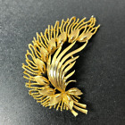 Vintage Gold Tone Lisner Filigree Feather Design Pin Brooch
